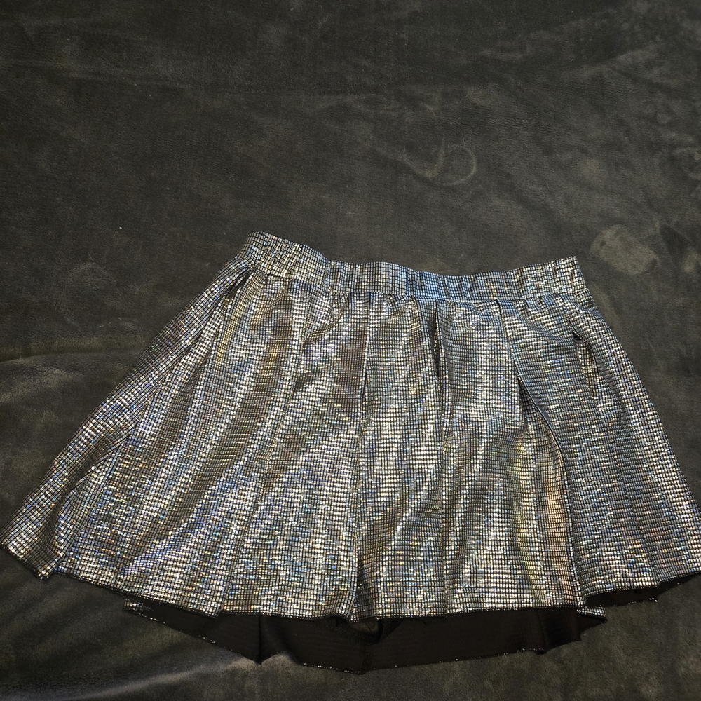 SHEIN Silver Metallic Skater Skirt